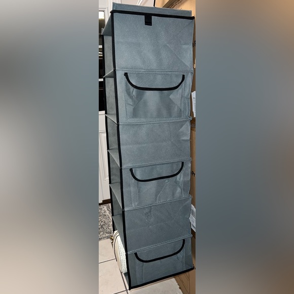 Smirly Hanging 6 Shelf Storage Closet Organizer w Hooks & 3 Pockets, Brand New - Picture 5 of 6